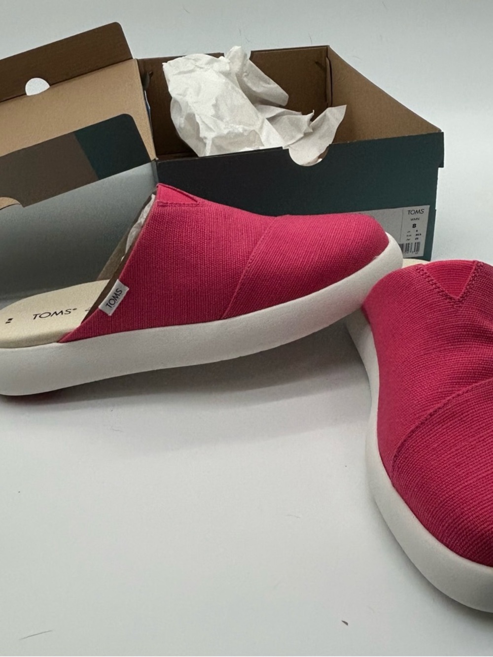 Toms Women's Fuchsia Canvas Slip-On Mules with White Sole